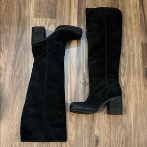 Zodiac Suede Black Over The Knee Vintage Tall Pull On Boots 6